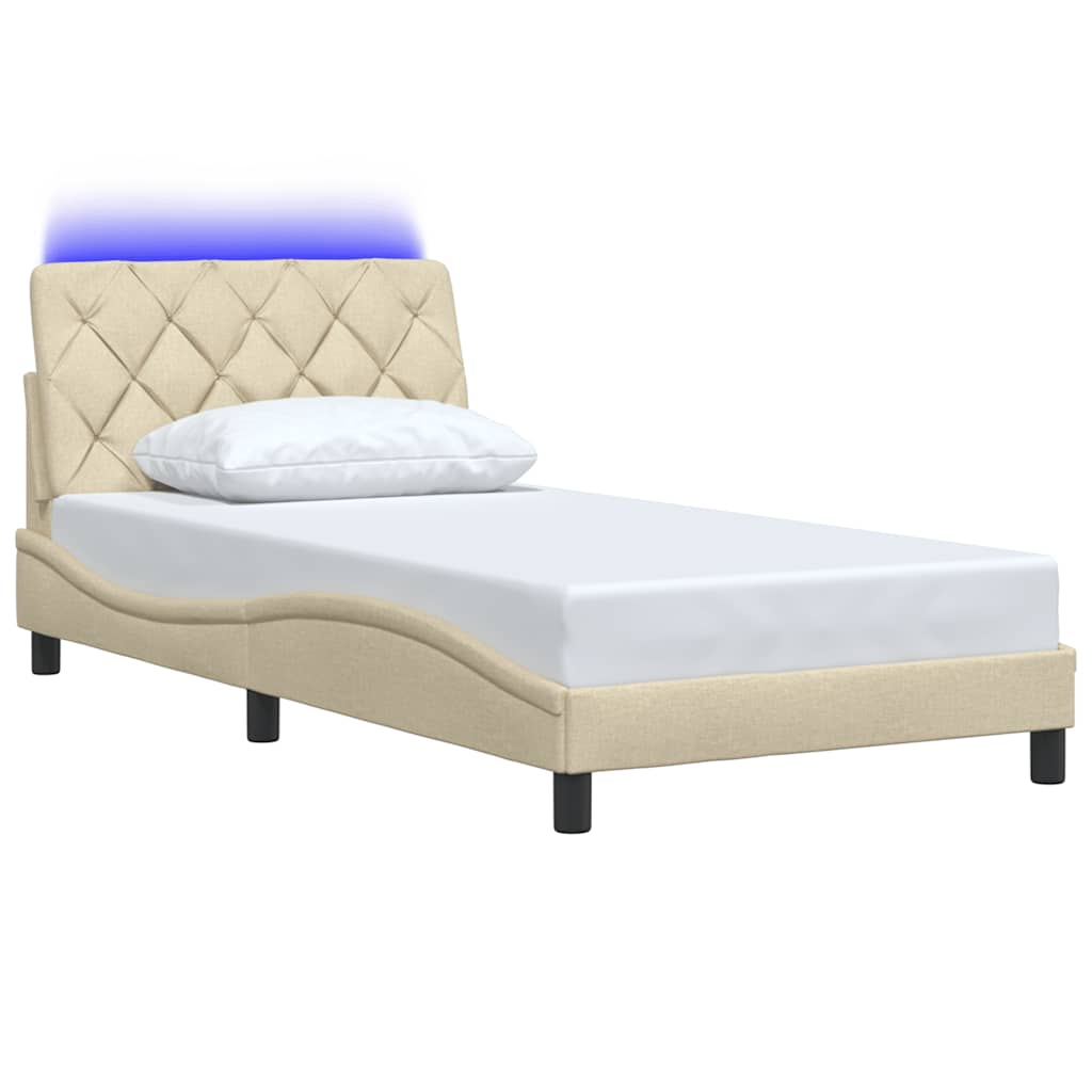 vidaXL Σκελετός Κρεβατιού με LED Χωρίς Στρώμα Κρεμ 100 x 200 εκ.