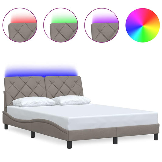 vidaXL Σκελετός Κρεβατιού με LED Χωρίς Στρώμα Taupe 120x200 εκ.