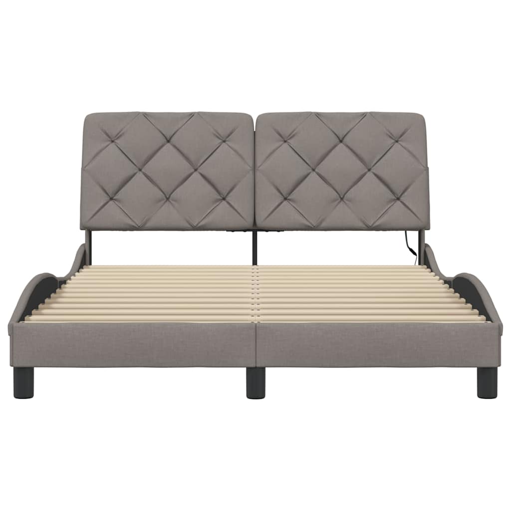 vidaXL Πλαίσιο κρεβατιού με LED χωρίς στρώμα Taupe 140x190 cm Ύφασμα
