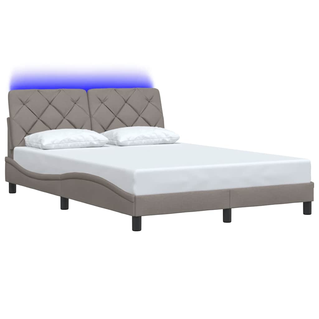 vidaXL Σκελετός Κρεβατιού με LED Χωρίς Στρώμα Taupe 140x200 εκ.