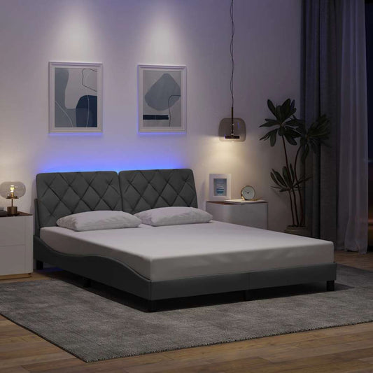 vidaXL Σκελετός Κρεβατιού με LED Χωρίς Στρώμα Αν. Γκρι 160x200 εκ.