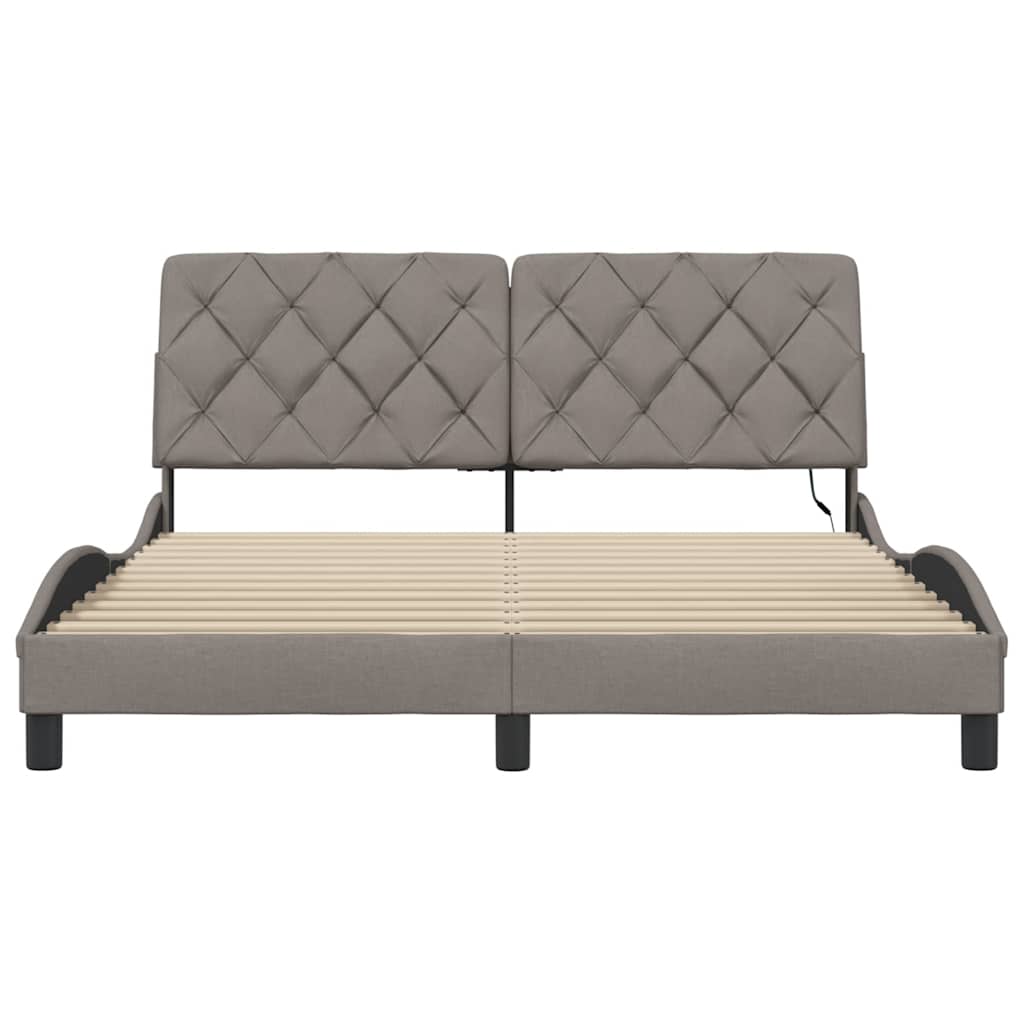 vidaXL Πλαίσιο κρεβατιού με LED χωρίς στρώμα Taupe 160x200 cm Ύφασμα