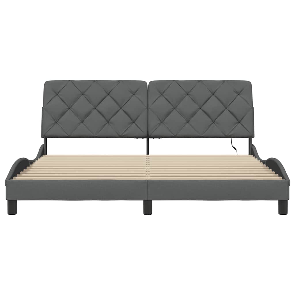 vidaXL Σκελετός Κρεβατιού με LED Χωρίς Στρώμα Σκ. Γκρι 180x200 εκ.