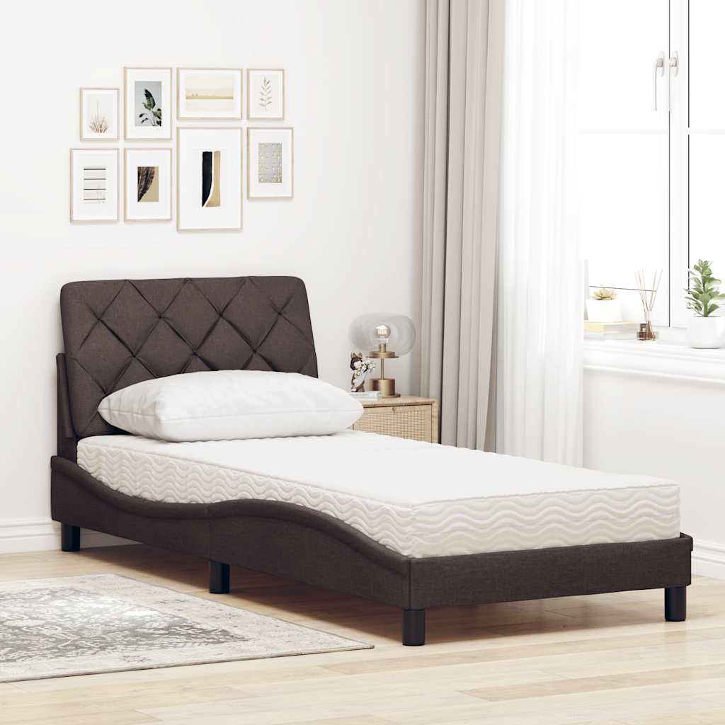 vidaXL Κρεβάτι με Στρώμα Σκούρο Καφέ 80x200 εκ. Υφασμάτινο
