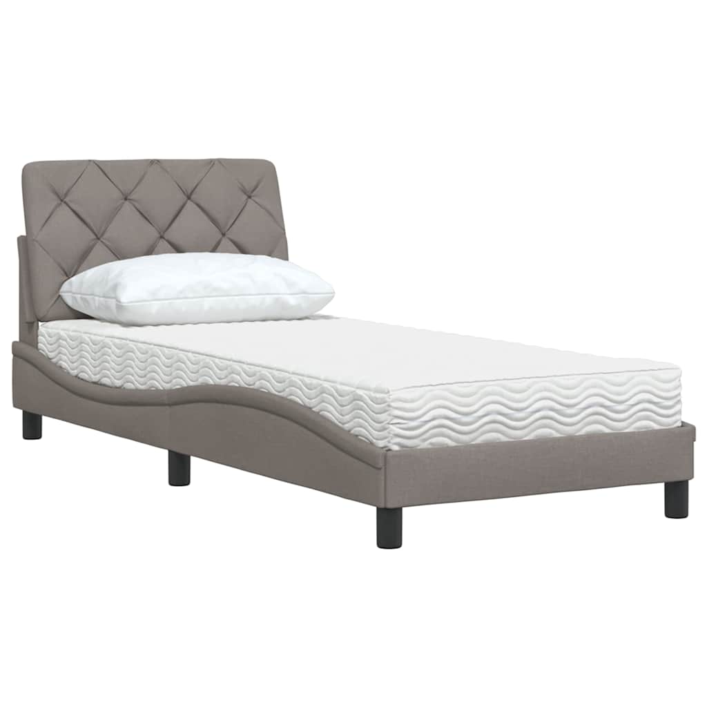 vidaXL Κρεβάτι με Στρώμα Taupe 80x200 εκ. Υφασμάτινο