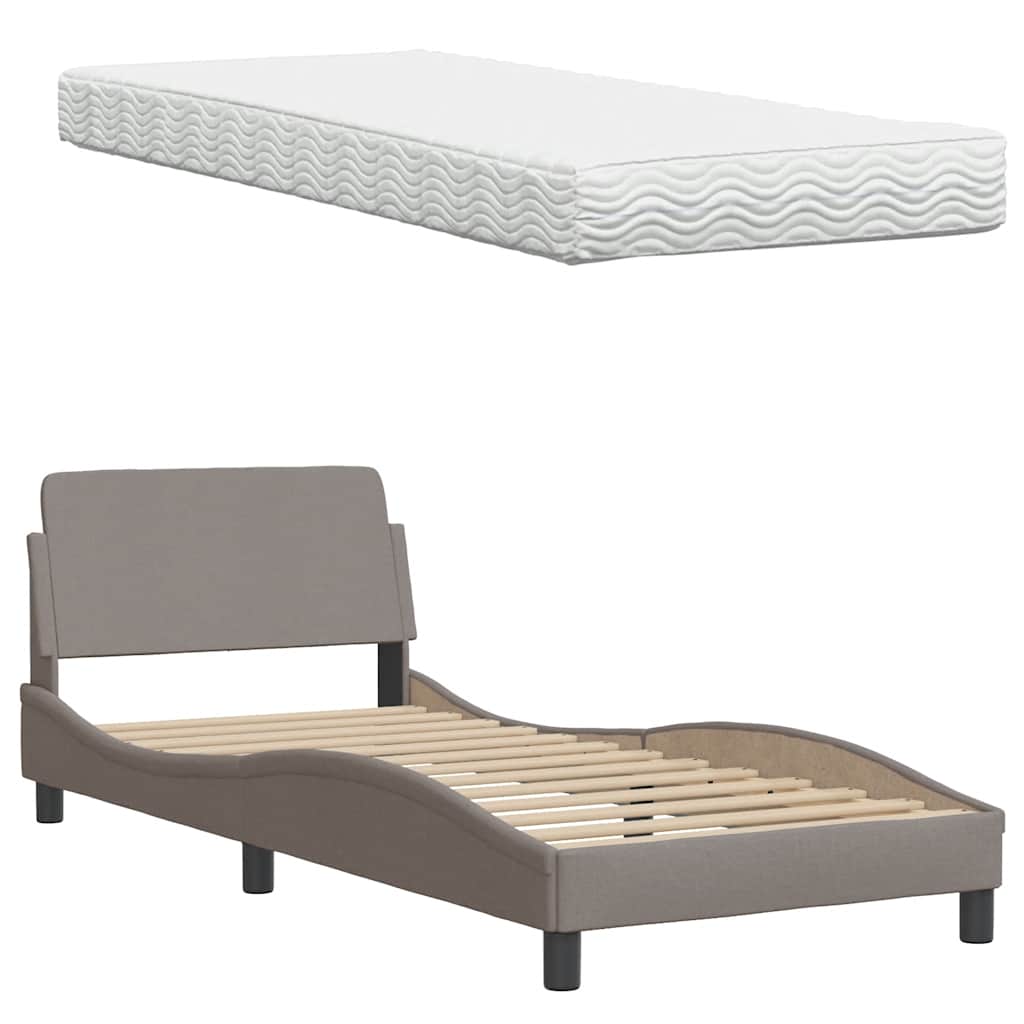 vidaXL Κρεβάτι με Στρώμα Taupe 80x200 εκ. Υφασμάτινο