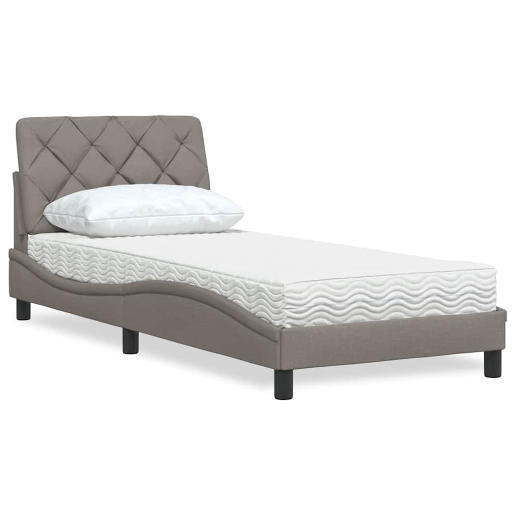 vidaXL Κρεβάτι με Στρώμα Taupe 80x200 εκ. Υφασμάτινο
