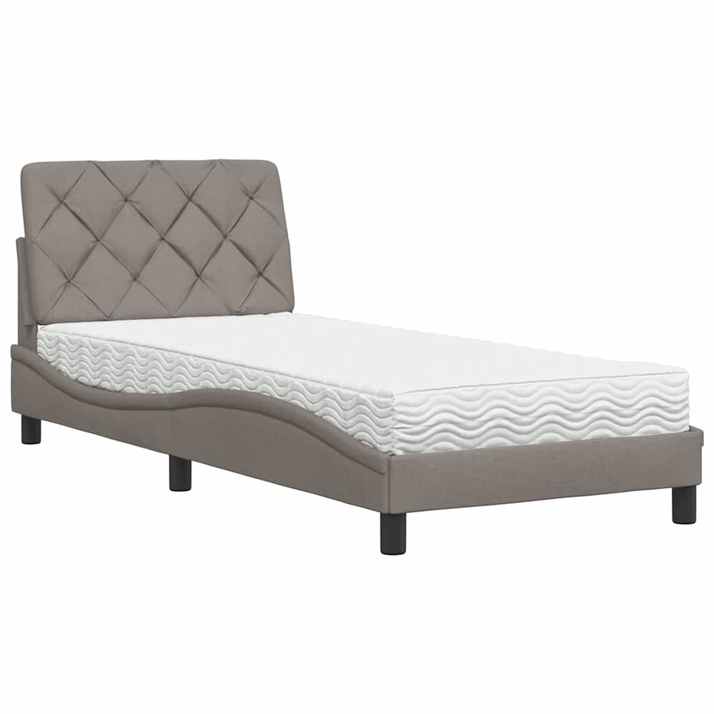 vidaXL Κρεβάτι με Στρώμα Taupe 90x190 εκ.Υφασμάτινο