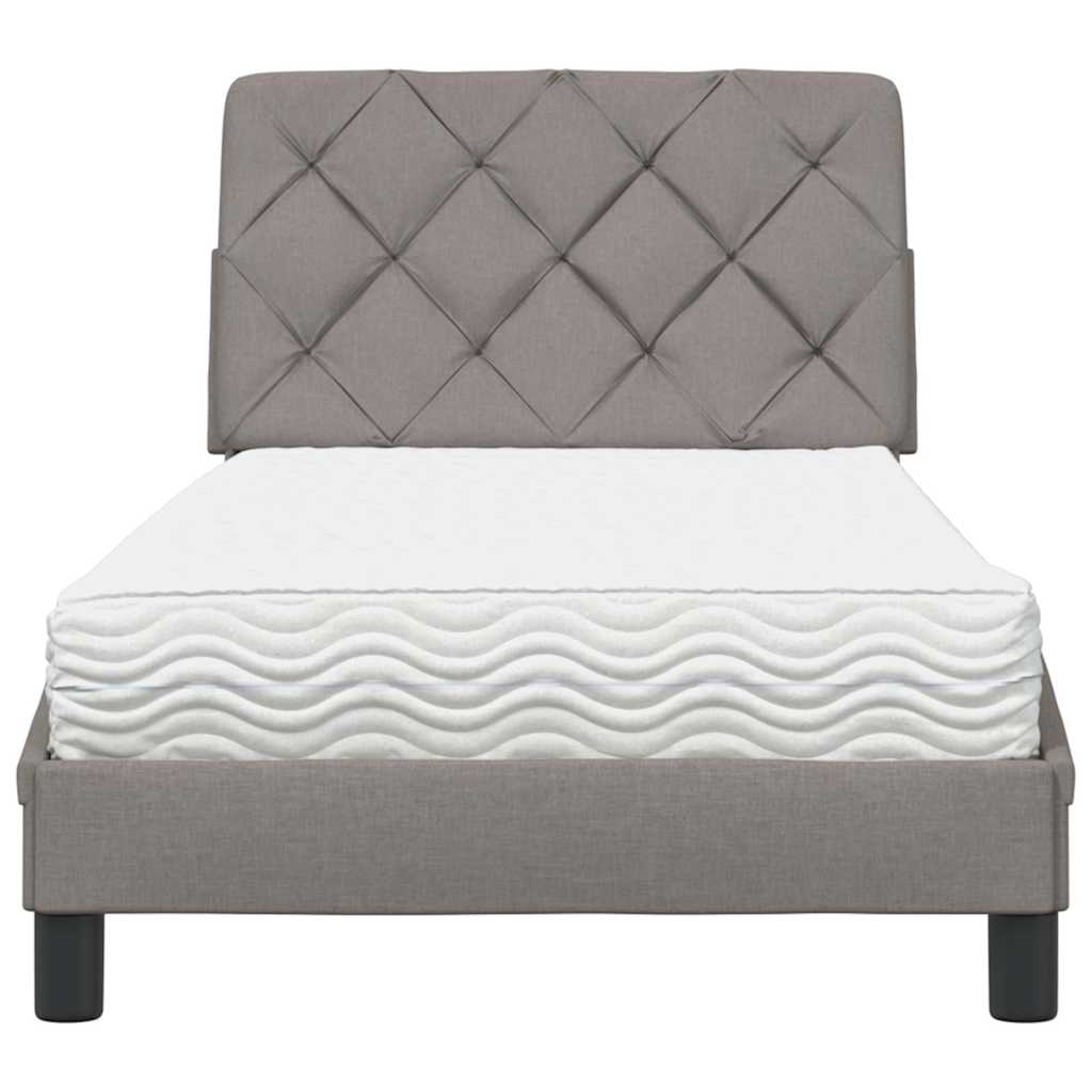 vidaXL Κρεβάτι με Στρώμα Taupe 90x190 εκ.Υφασμάτινο