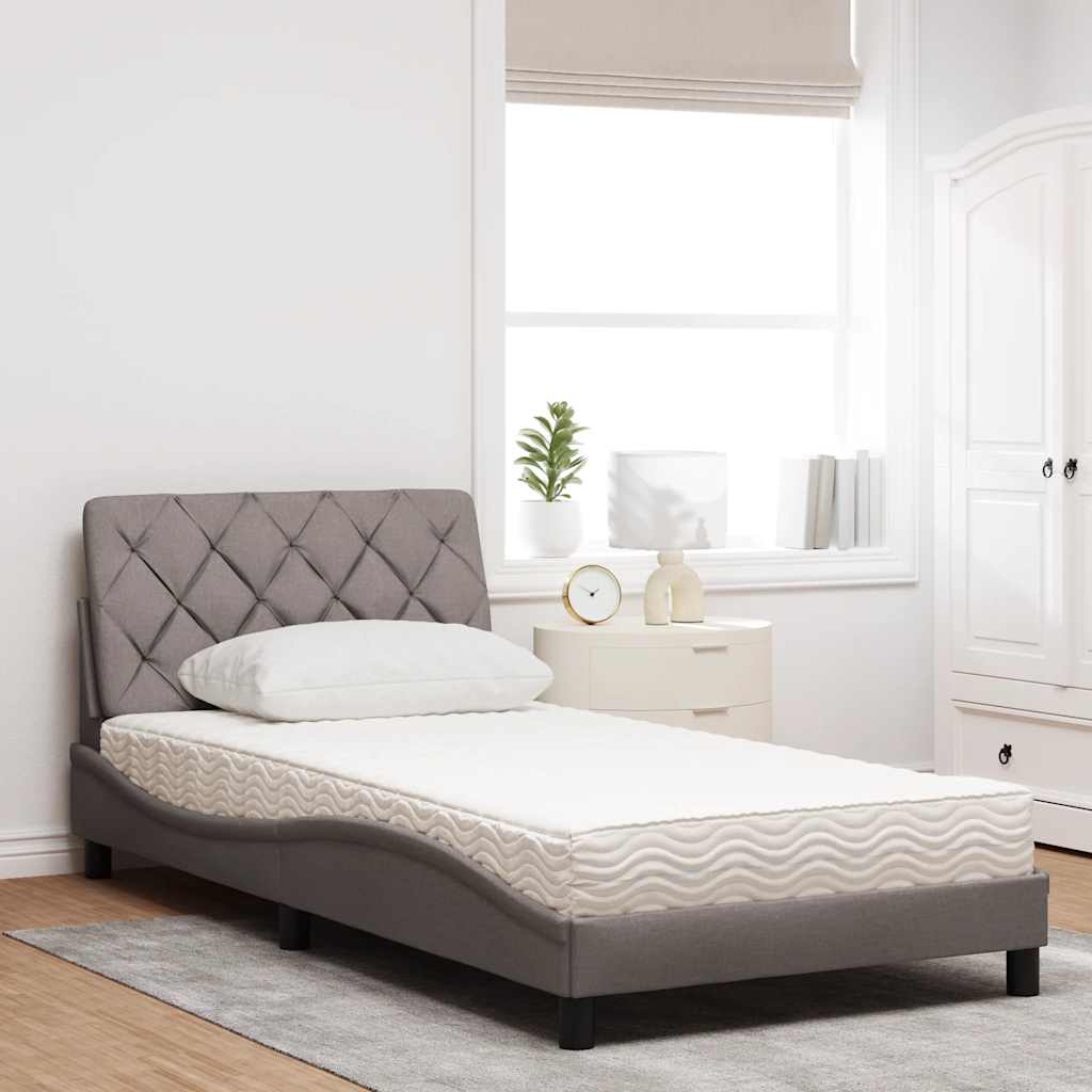 vidaXL Κρεβάτι με Στρώμα Taupe 100 x 200 εκ. Υφασμάτινο