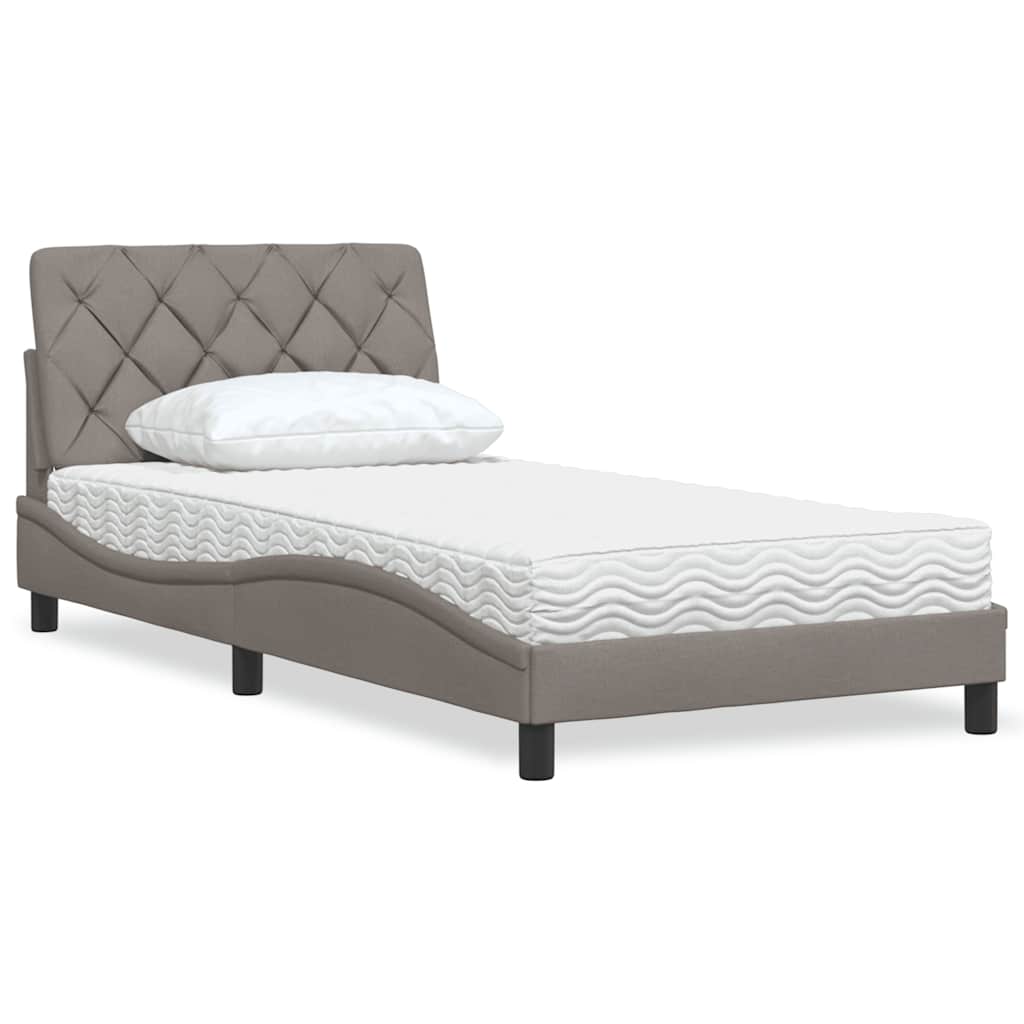 vidaXL Κρεβάτι με Στρώμα Taupe 100 x 200 εκ. Υφασμάτινο