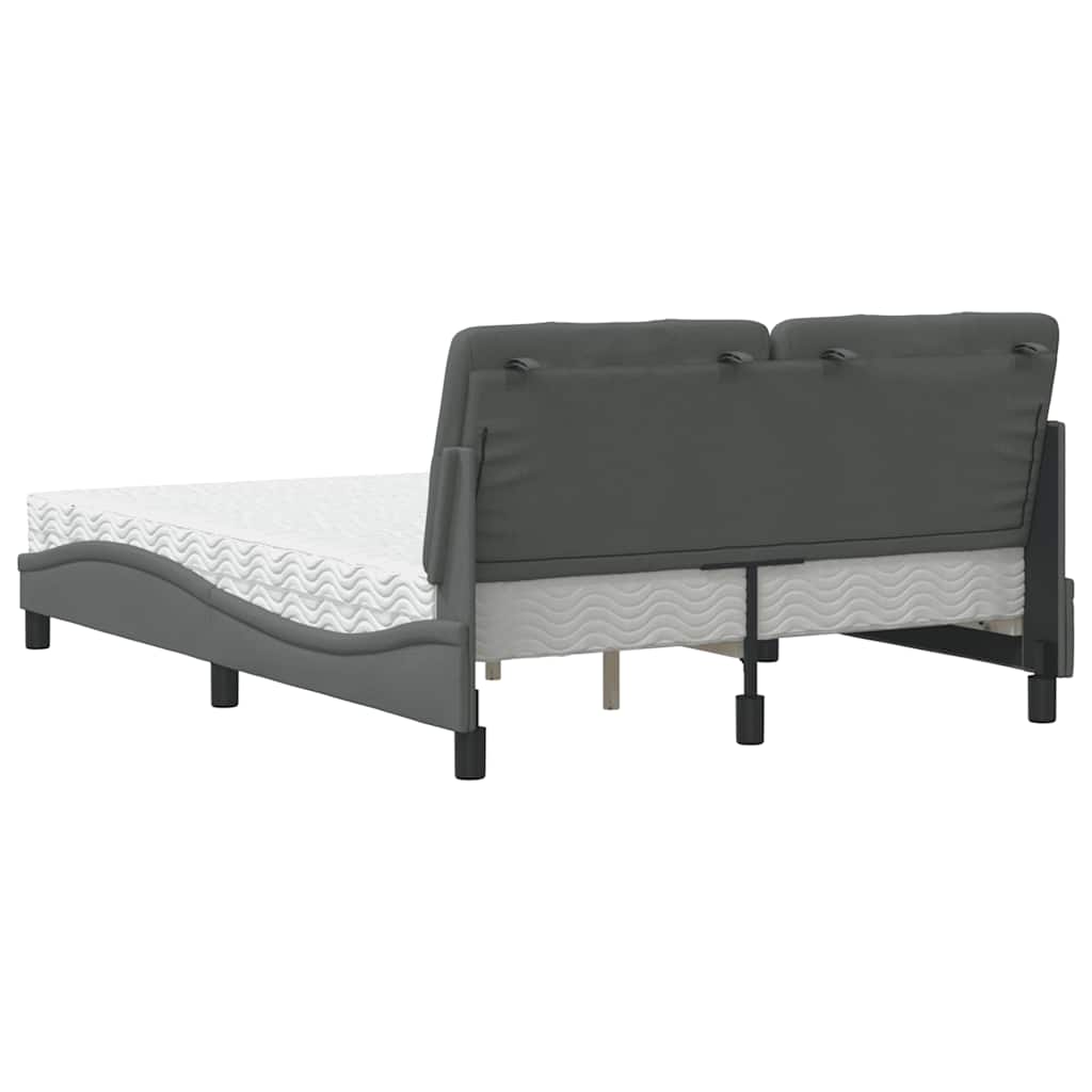 vidaXL Κρεβάτι με Στρώμα Σκούρο Γκρι 120x200 εκ. Υφασμάτινο