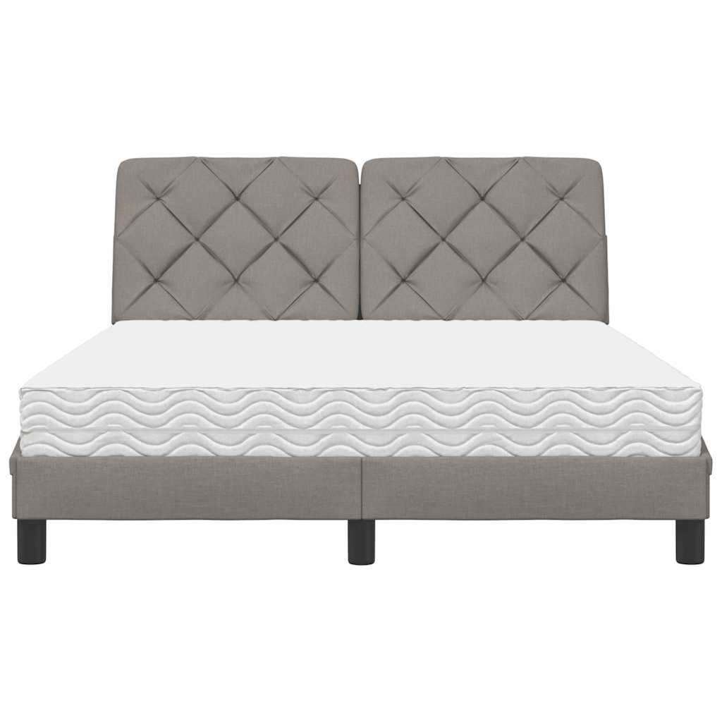 vidaXL Κρεβάτι με Στρώμα Taupe 120x200 εκ. Υφασμάτινο