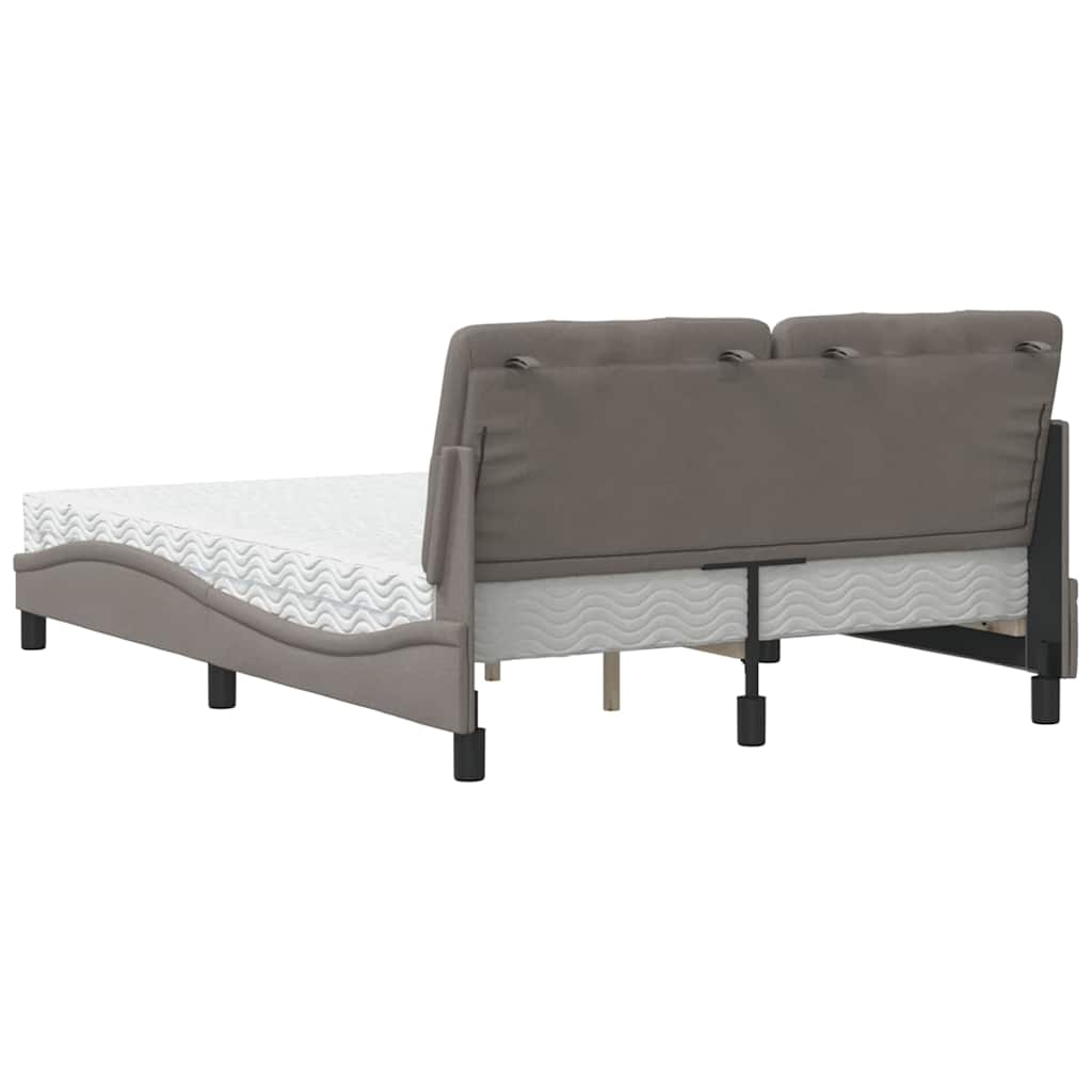 vidaXL Κρεβάτι με Στρώμα Taupe 120x200 εκ. Υφασμάτινο