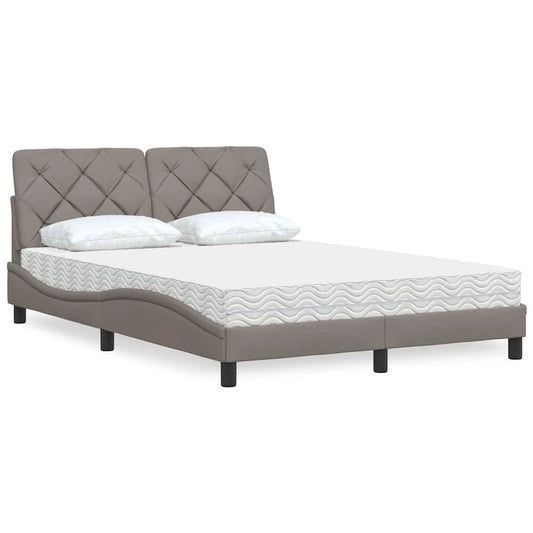 vidaXL Κρεβάτι με Στρώμα Taupe 120x200 εκ. Υφασμάτινο