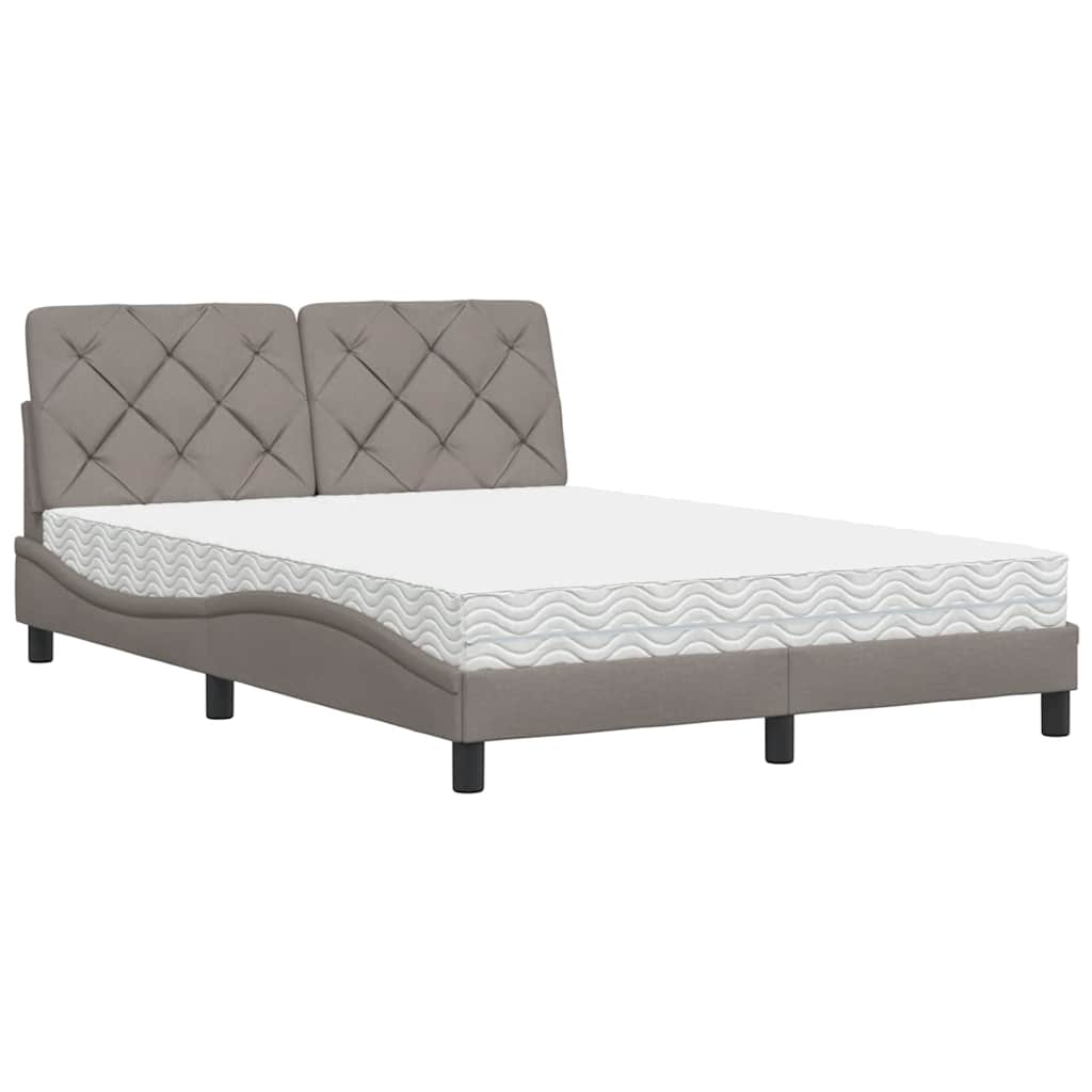 vidaXL Κρεβάτι με Στρώμα Taupe 140x190 εκ. Υφασμάτινο