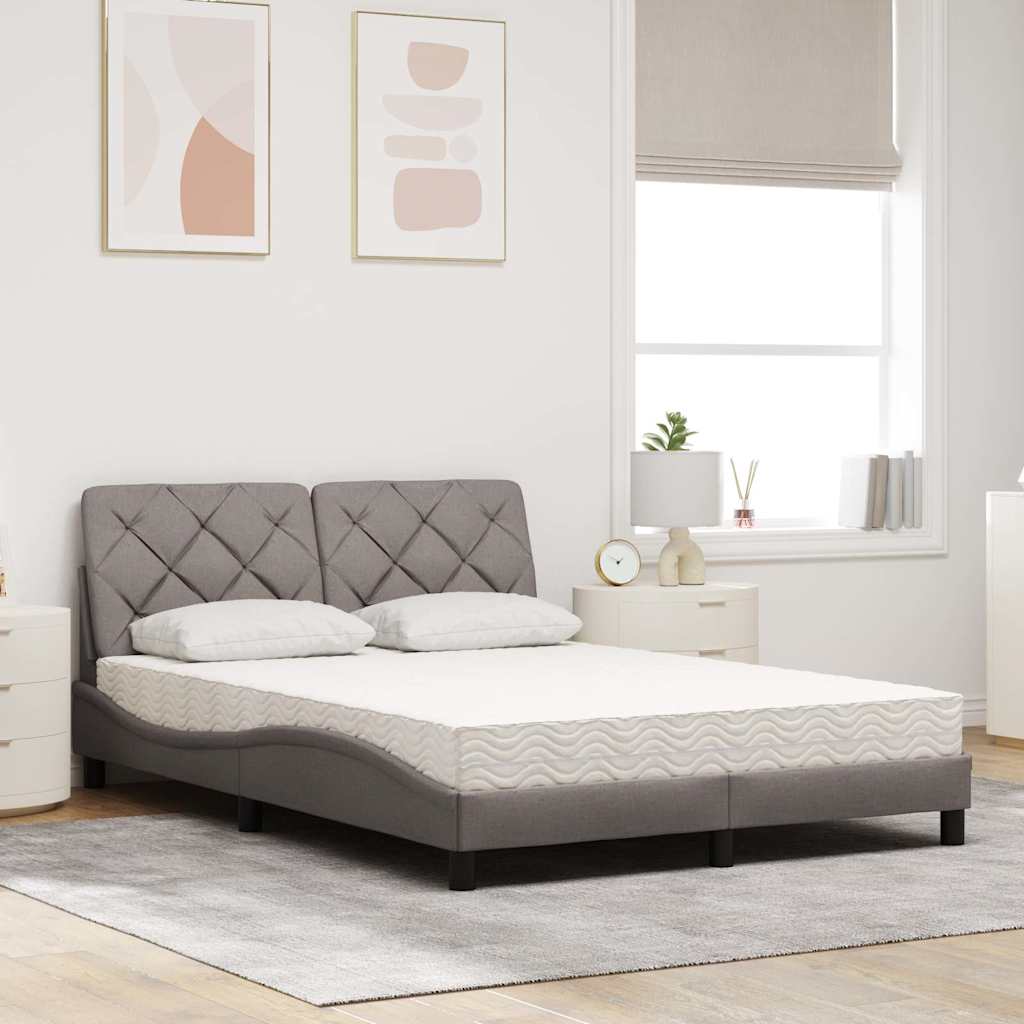 vidaXL Κρεβάτι με Στρώμα Taupe 140x190 εκ. Υφασμάτινο