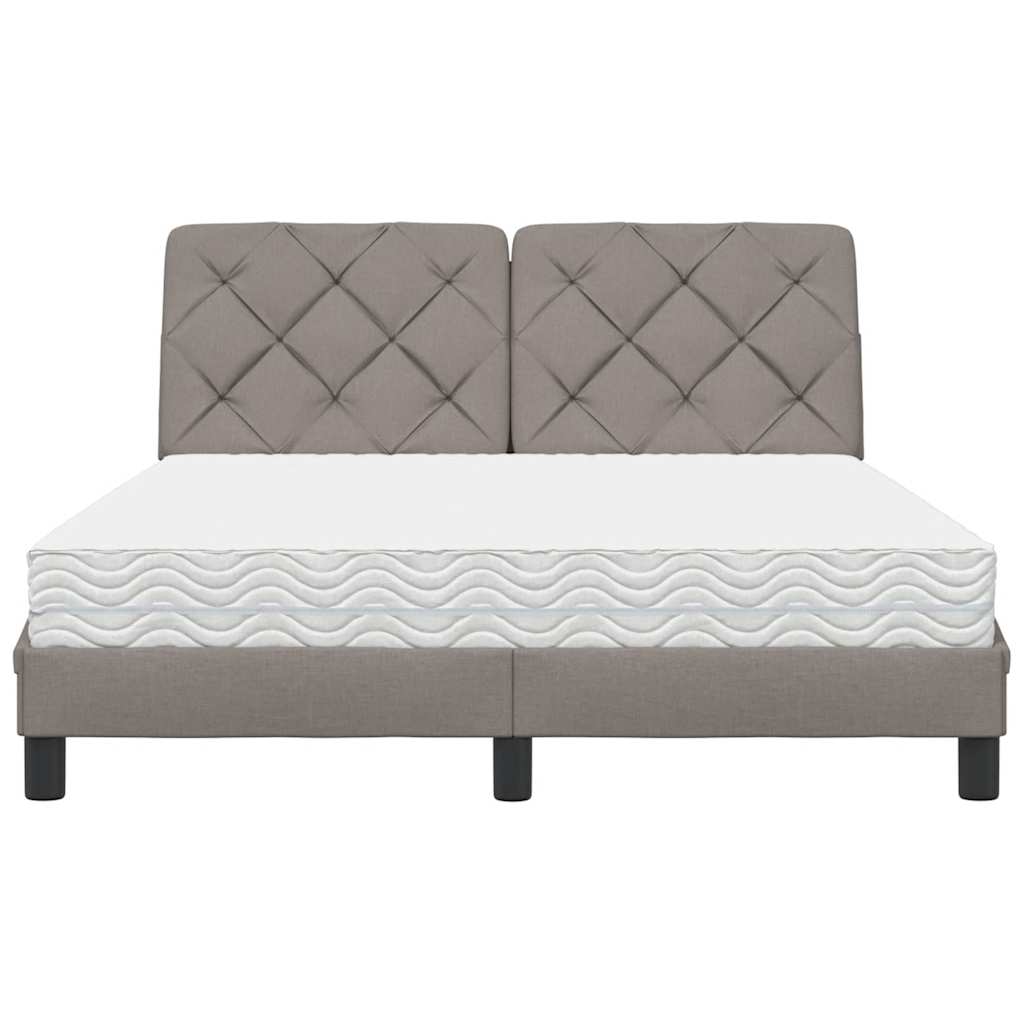 vidaXL Κρεβάτι με Στρώμα Taupe 140x190 εκ. Υφασμάτινο