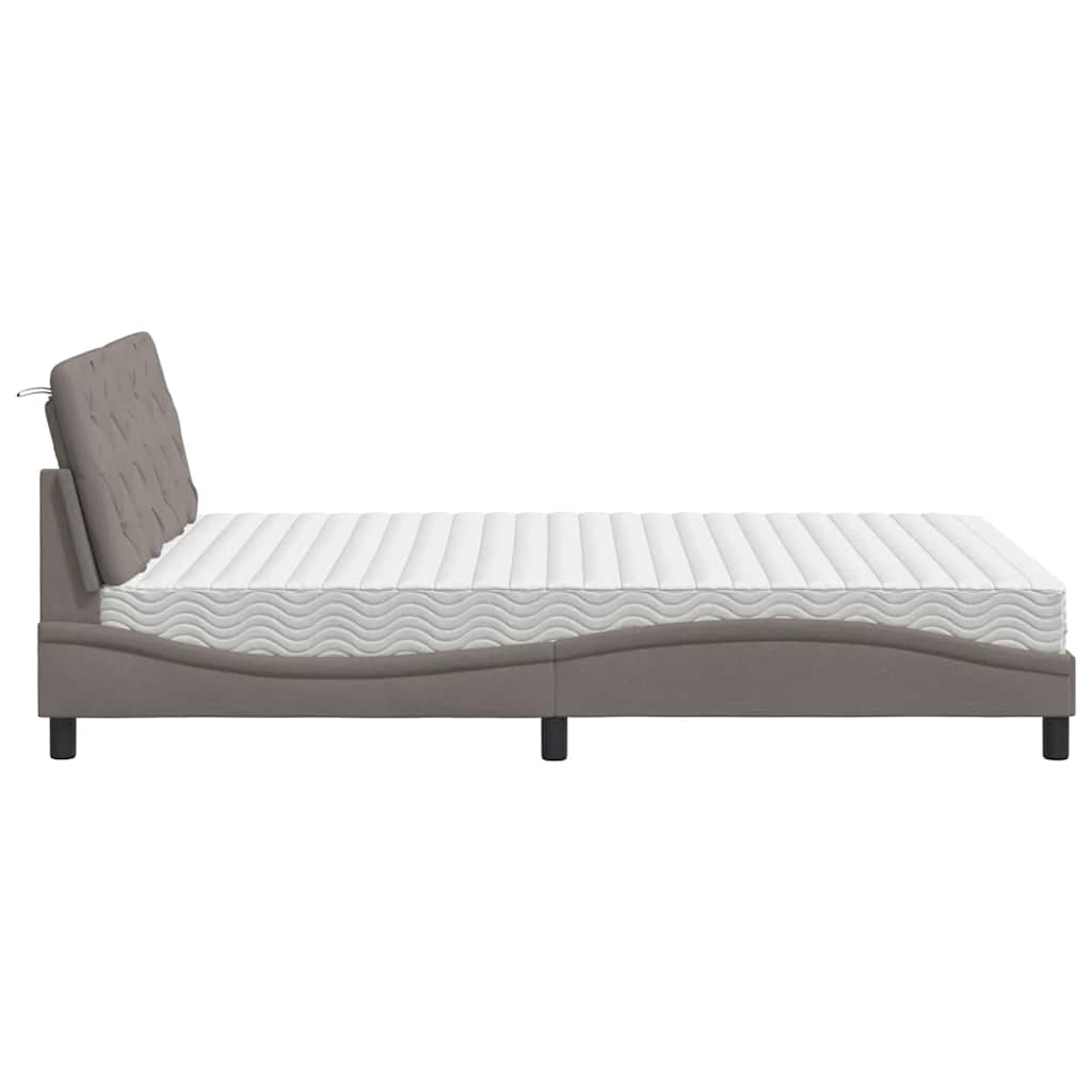 vidaXL Κρεβάτι με Στρώμα Taupe 140x190 εκ. Υφασμάτινο