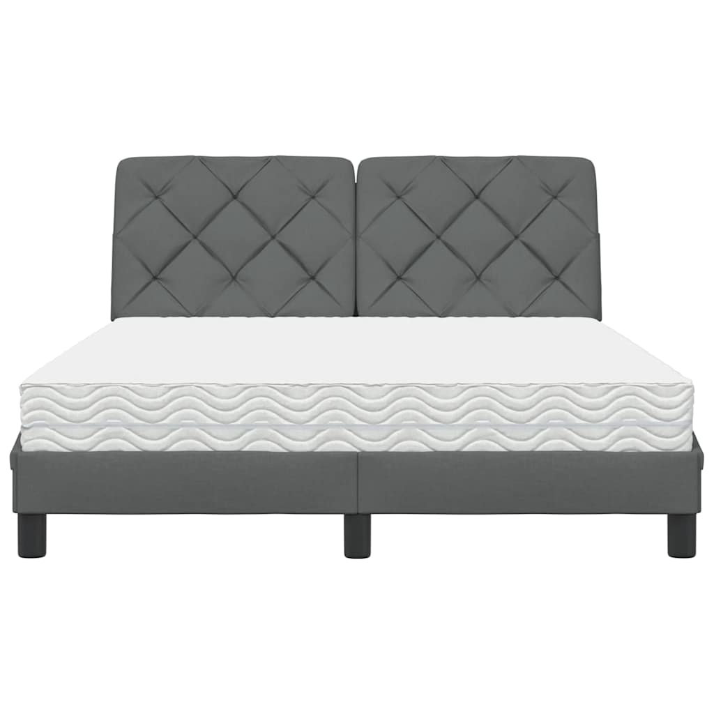 vidaXL Κρεβάτι με Στρώμα Σκούρο Γκρι 140x200 εκ Υφασμάτινο