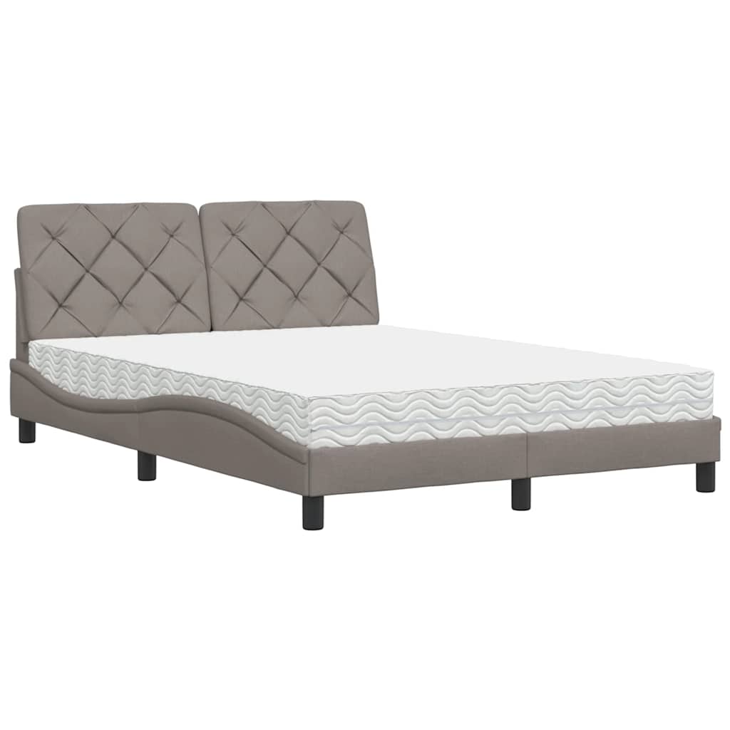 vidaXL Κρεβάτι με Στρώμα Taupe 140x200 εκ. Υφασμάτινο