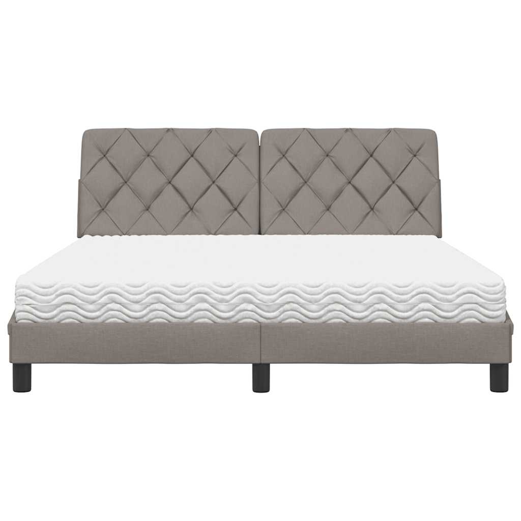 vidaXL Κρεβάτι με Στρώμα Taupe 160x200 εκ. Υφασμάτινο