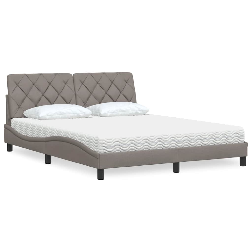 vidaXL Κρεβάτι με Στρώμα Taupe 160x200 εκ. Υφασμάτινο