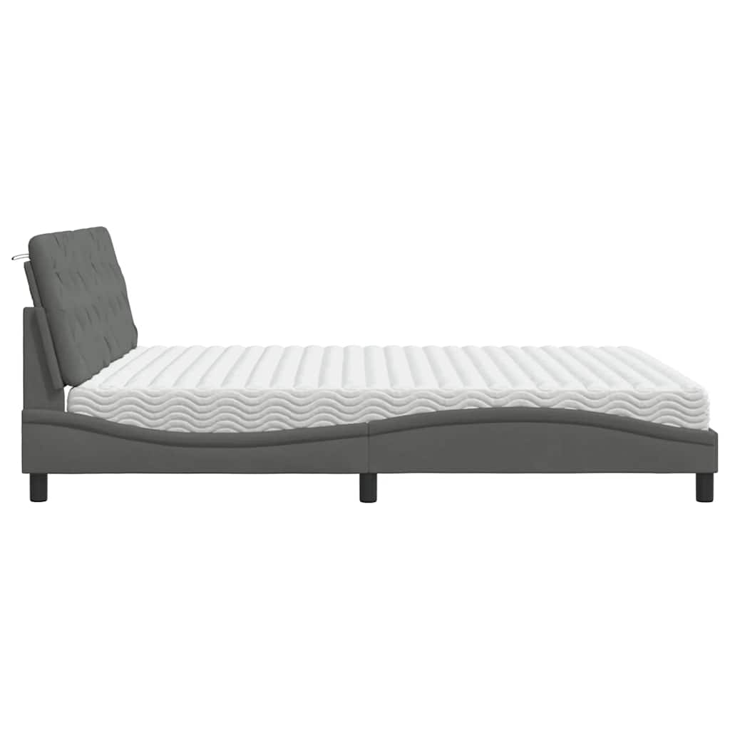 vidaXL Κρεβάτι Σκούρο Γκρι 180x200 εκ Υφασμάτιν