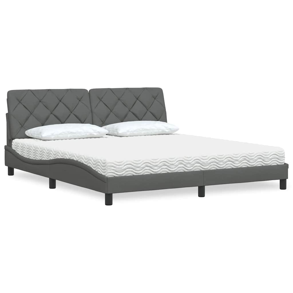 vidaXL Κρεβάτι Σκούρο Γκρι 180x200 εκ Υφασμάτιν
