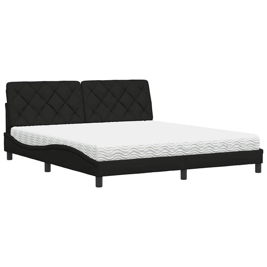 vidaXL Κρεβάτι με Στρώμα Μαύρο 180x200 εκ. Υφασμάτινο