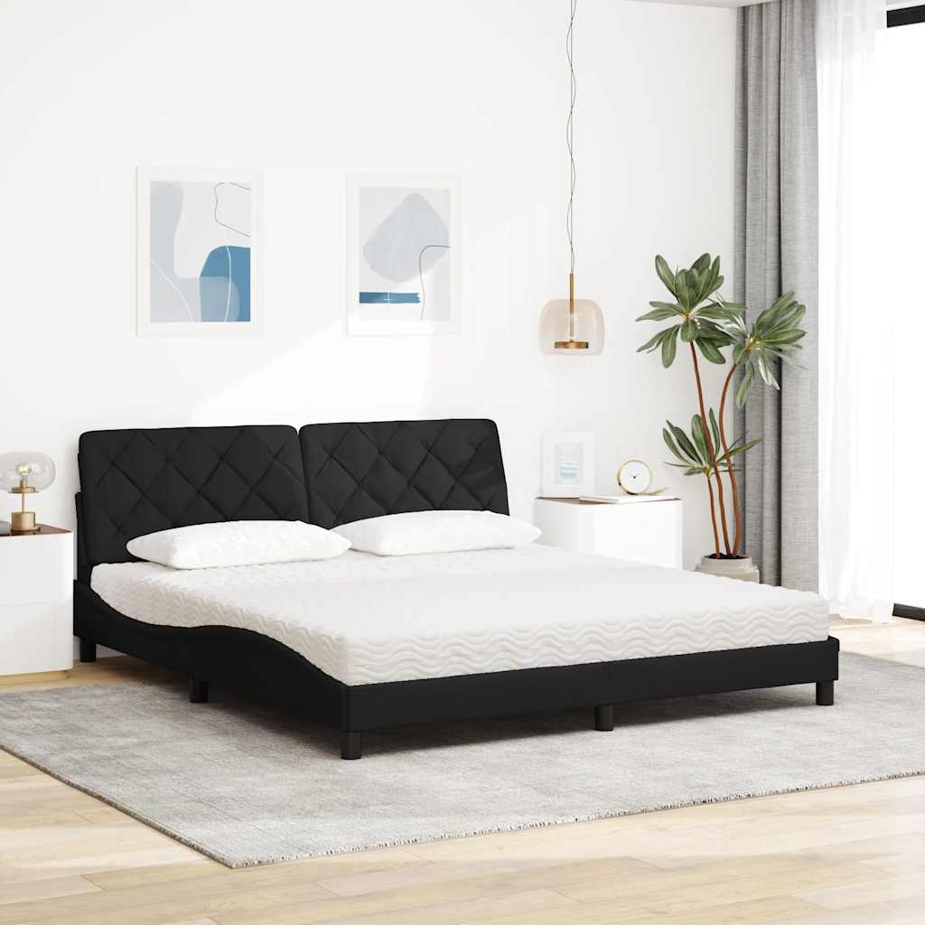 vidaXL Κρεβάτι με Στρώμα Μαύρο 180x200 εκ. Υφασμάτινο