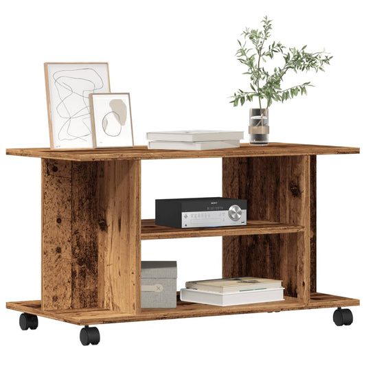 vidaXL Ντουλάπι τηλεόρασης με τροχούς Παλαιό ξύλο 80x40x45 cm