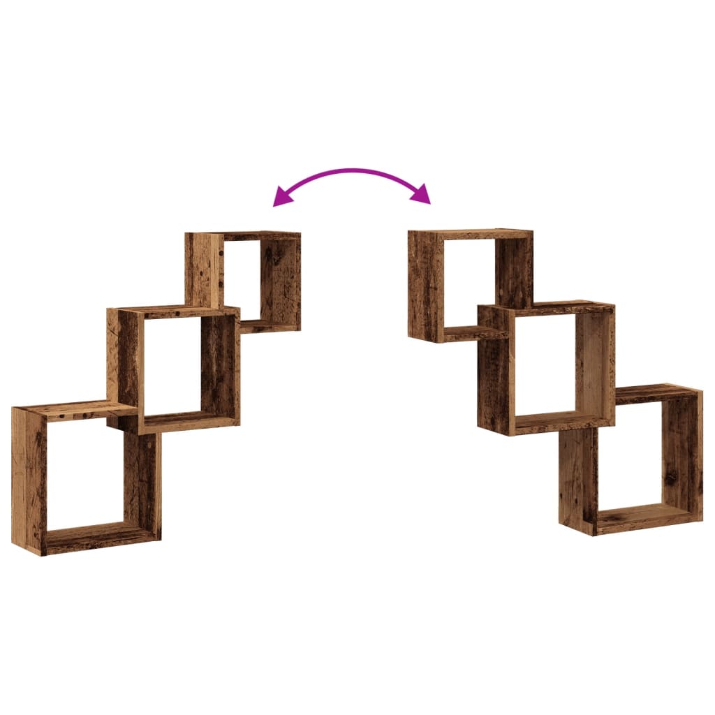 vidaXL Ράφια Τοίχου Κύβοι Όψη Παλαιού Ξύλου 68x15x68 εκ. Επεξ. Ξύλο