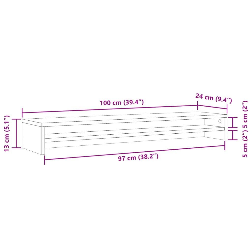 vidaXL Βάση Οθονών Artisan Δρυς 100 x 24 x 13 εκ. από Επεξ. Ξύλο