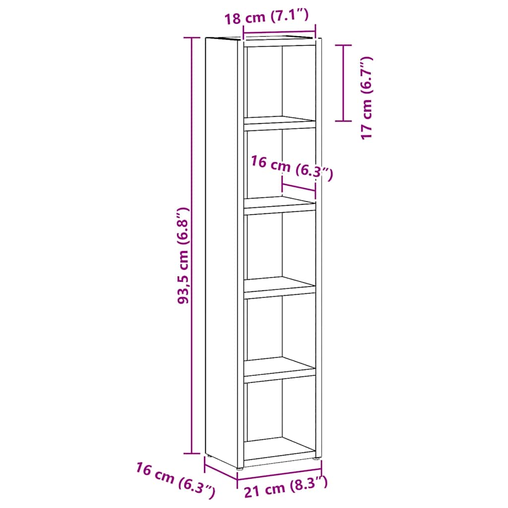 vidaXL Ντουλάπια CD 2 τεμ. Artisan Δρυς 21x16x93,5 εκ Επεξ. Ξύλο