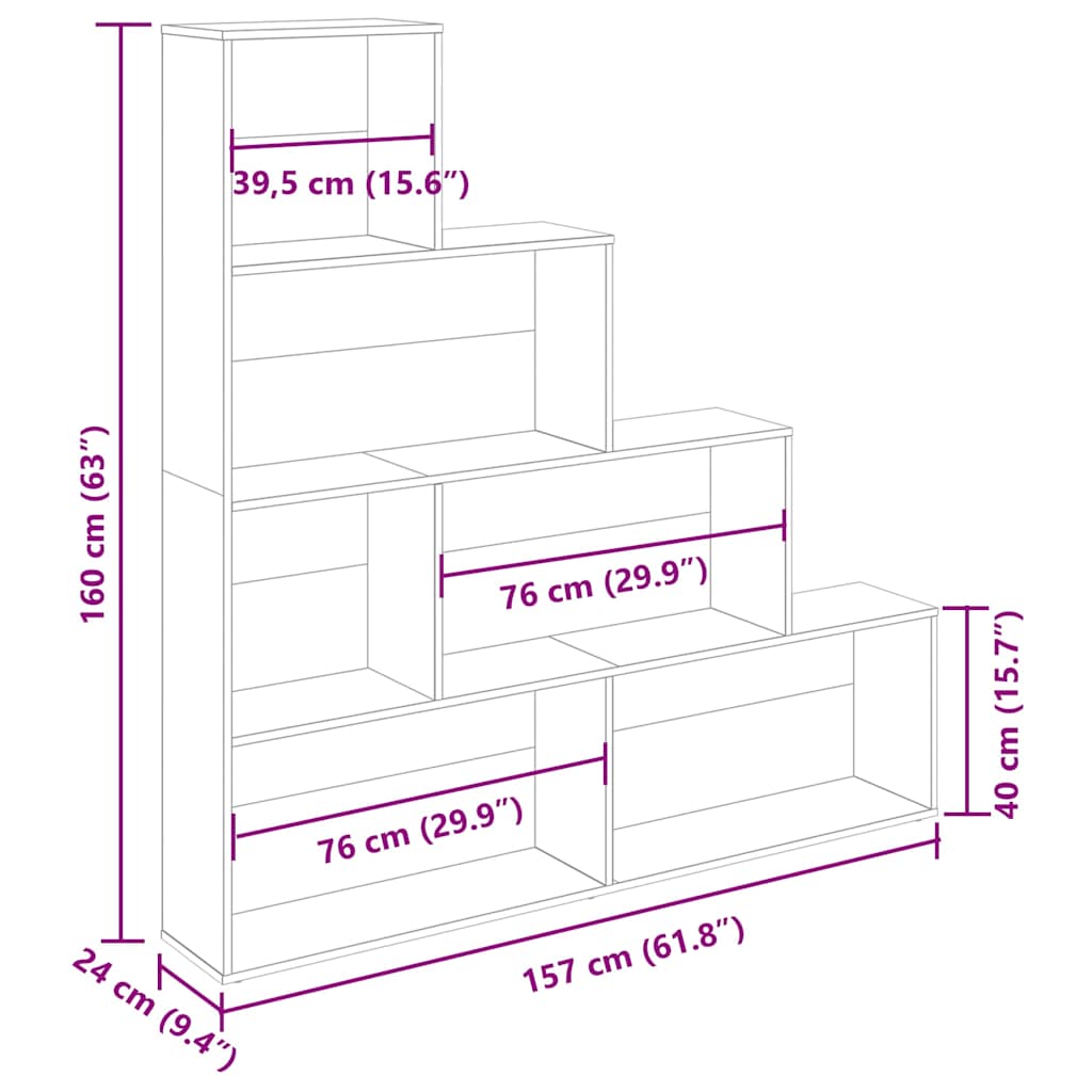 vidaXL Ντουλάπι βιβλίων Artisan Oak 157x24x160 cm Κατασκευασμένο ξύλο