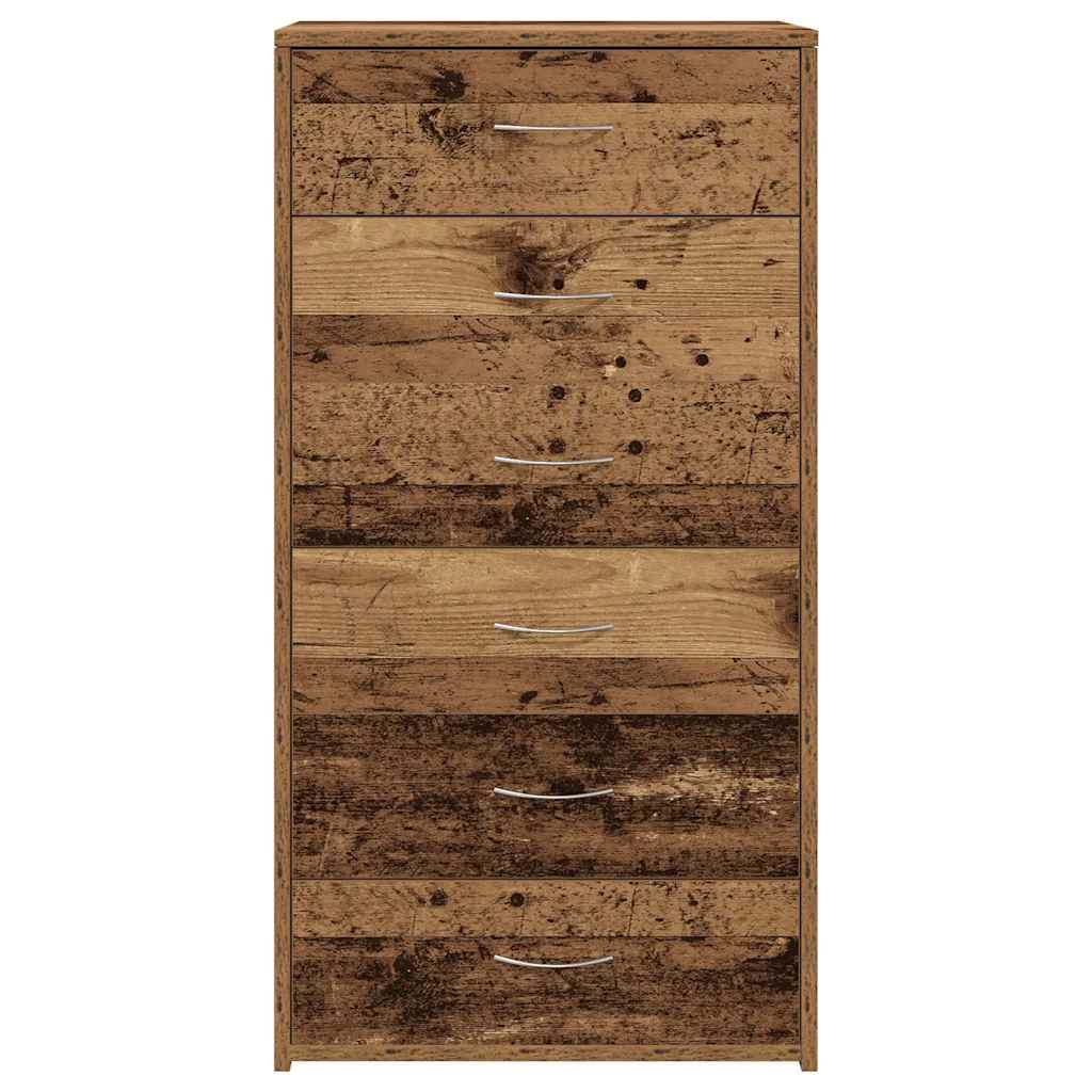 vidaXL Sideboard με 6 συρτάρια Παλαιό ξύλο 50x34x96 cm Ξύλο μηχανής