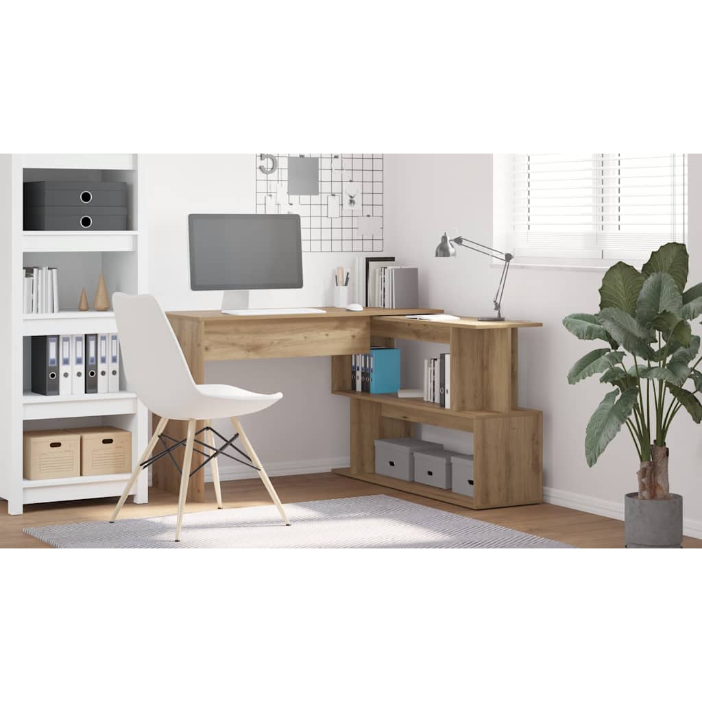 vidaXL Γραφείο Γωνιακό Τεχνίτης Δρυς 200,5x50x76 εκ Επεξεργασμένο Ξύλο