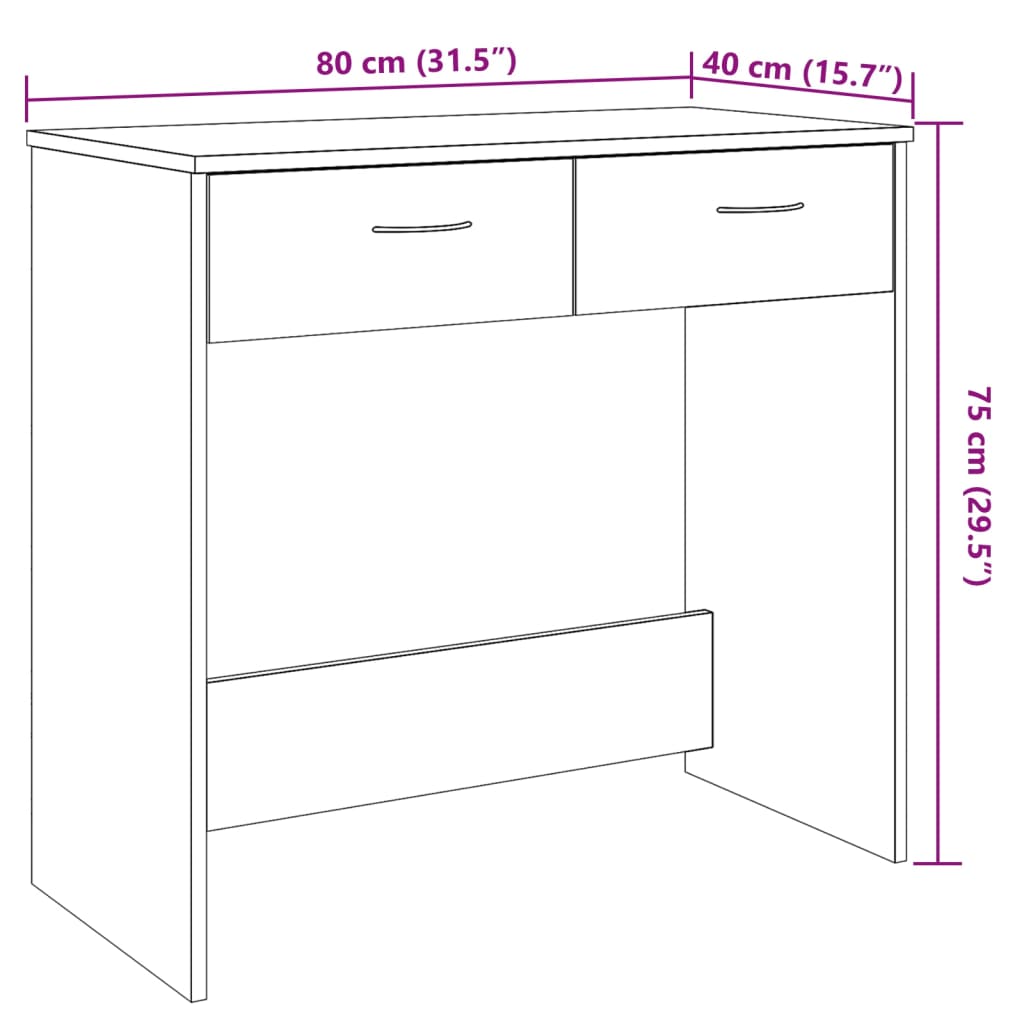 vidaXL Γραφείο Χρώμα Αρτισιανή Δρυς 80 x 40 x 75 εκ. από Επεξ. Ξύλο