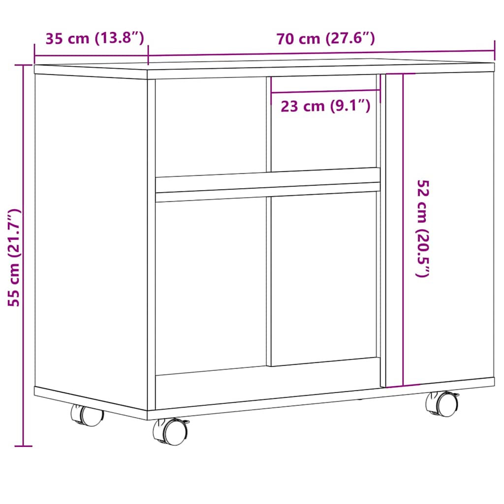 vidaXL Τραπέζι Βοηθητικό Παλιό Ξύλο 70 x 35 x 55 εκ Επεξεργασμένο Ξύλο