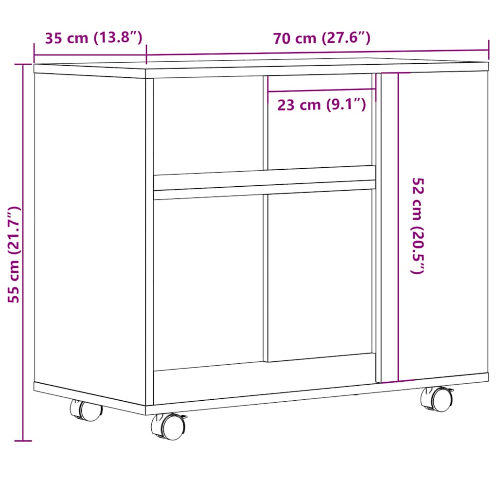 vidaXL Side Table Artisan Oak 70x35x55 cm Κατασκευασμένο ξύλο