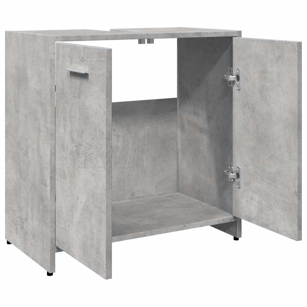 vidaXL Ντουλάπι Νιπτήρα Μπάνιου Μπετόν Γκρι 60x33x60 εκ. Επεξ. Ξύλο