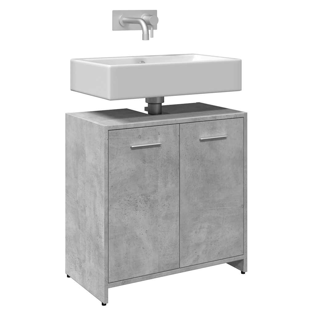 vidaXL Ντουλάπι Νιπτήρα Μπάνιου Μπετόν Γκρι 60x33x60 εκ. Επεξ. Ξύλο