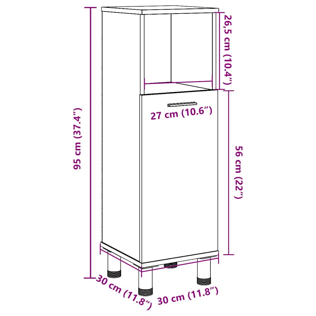 vidaXL Στήλη Μπάνιου Γκρι Σκυροδέματος 30x30x95 εκ. Επεξεργασμένο Ξύλο