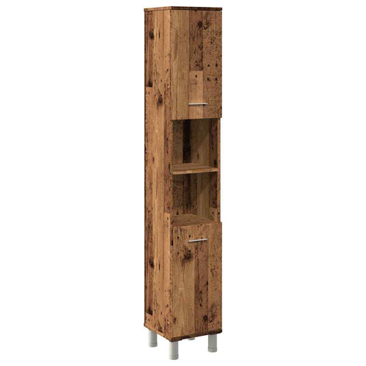 vidaXL Ντουλάπι μπάνιου Παλιό ξύλο 30x30x179 cm Κατασκευασμένο ξύλο