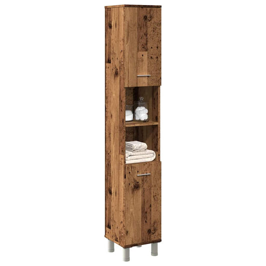 vidaXL Ντουλάπι μπάνιου Παλιό ξύλο 30x30x179 cm Κατασκευασμένο ξύλο