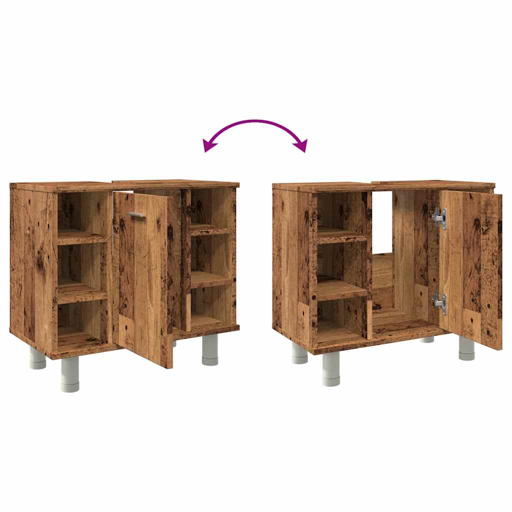 vidaXL Ντουλάπι Νιπτήρα Παλιό Ξύλο 60 x 32 x 53,5 εκ. Μοριοσανίδα