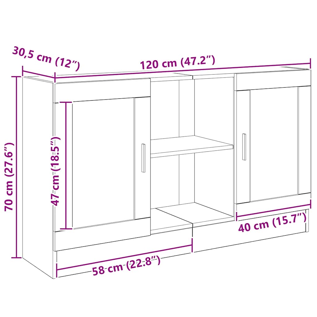 vidaXL Μπουφές Αρτισιανή Δρυς 120x30,5x70εκ. από Επεξεργασμένο Ξύλο