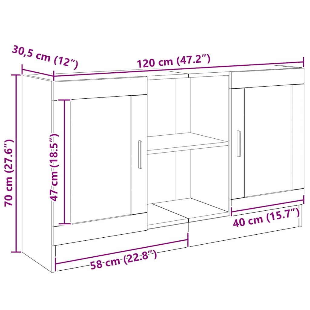 vidaXL Μπουφές Αρτισιανή Δρυς 120x30,5x70εκ. από Επεξεργασμένο Ξύλο