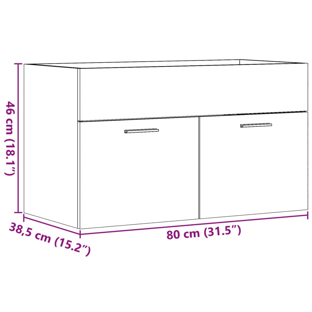 vidaXL Ντουλάπι Νιπτήρα Γκρι Σκυροδέματος 80x38,5x46 εκ. Επεξ. Ξύλο